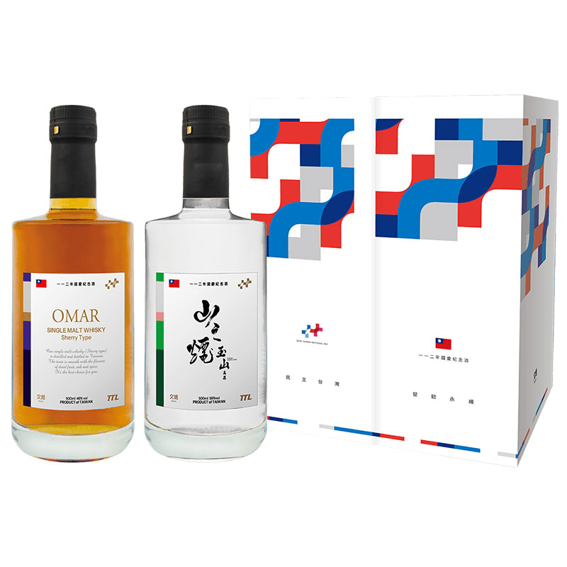 限量) 112年雙十國慶紀念酒禮盒(OMAR雪莉果乾+玉山高粱山之煙) 500ml*2